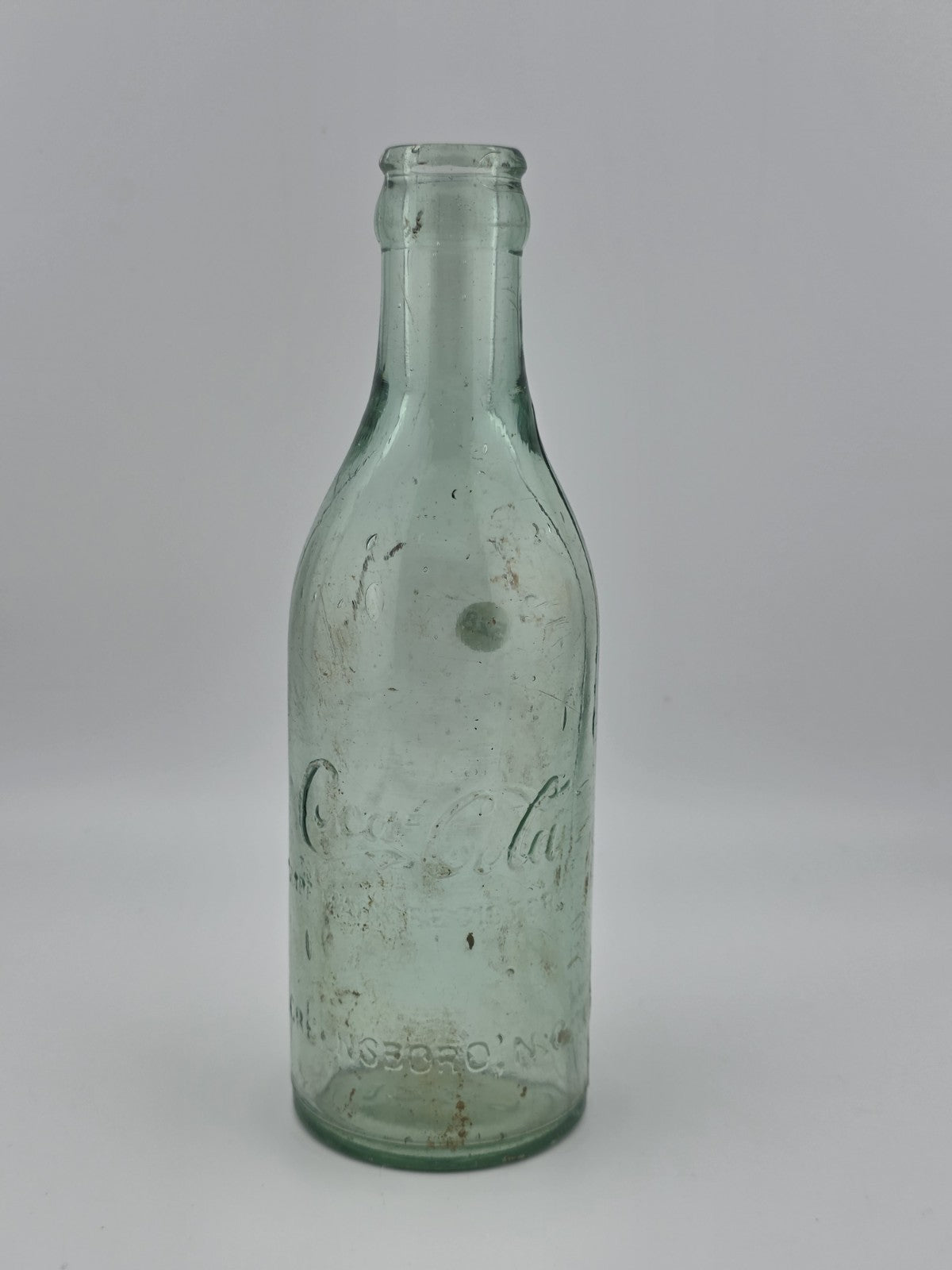 Rare Antique C1907 Straight Side Coca-Cola Bottle Greensboro NC Aqua Glass