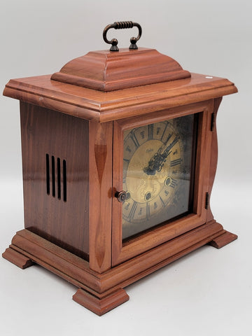 BEAUTIFUL ESKA WIND UP ESKA SHELF MANTEL CLOCK BRAZIL WESTMINSTER CHIMES. As-is.