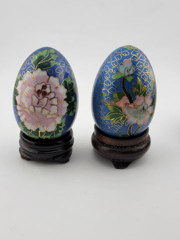 Gorgeous Assortment Of Mid Century  Cloisonne Including Eggs, Vase & Shakers