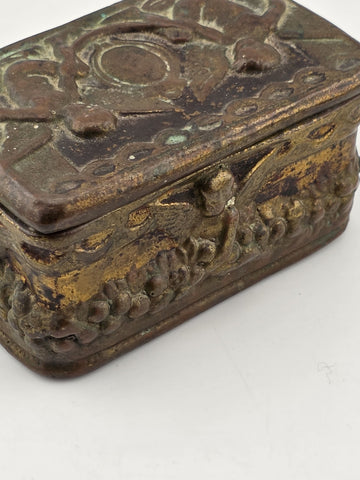 Antique Victorian Cherub Dresser Box – Composition Plaster Faux Bronze c1900