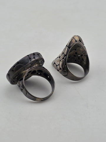 Pair Of Chunky 925 Artisian Sterling Silver, handmade Pebble Style Rings.