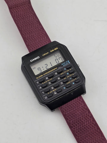 Vintage Casio CA-50 Digital Men's 8-Digit Calculator Dual Time Watch Japan Works