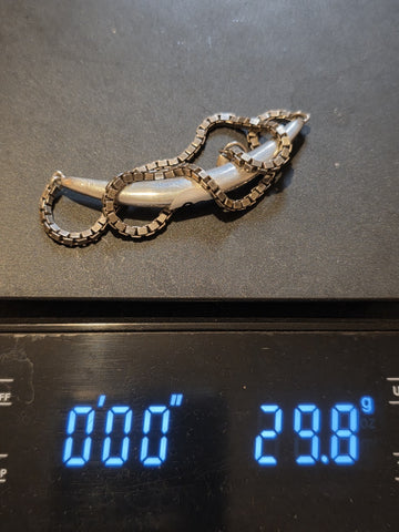 RLM STUDIO 925 Silver  Vintage Curve Pendant Box Link Chain Necklace  NE3355