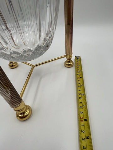 Design Guild Crystal Champagne Chiller Vertical Cut with Stand Brass Barware