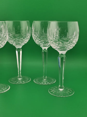 Set Of 4 Vintage Waterford Crystal Lismore Hock Wine Glasses Ireland 7 3/8"