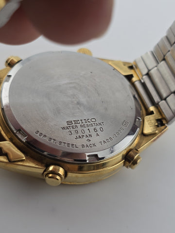 RARE VINTAGE SEIKO CHRONOGRAPH JAMES BOND 7A28-7020 JAPAN GOLD TONE MEN'S WATCH