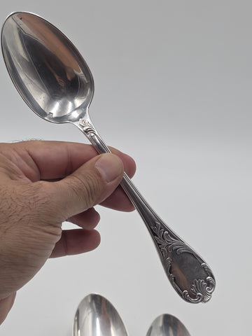 Set 4 Christofle France Silverplate Louis XV Rococo Dinner Table Spoons Flatware