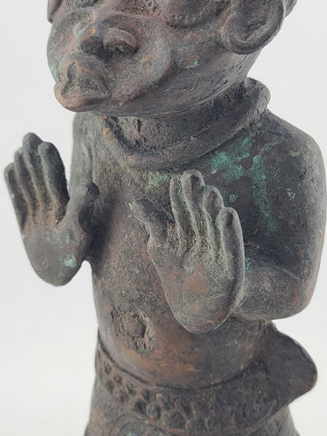 Vintage 1940's African Bronze Figure Rare Benin Style Tribal Bronze Sculpture 9”