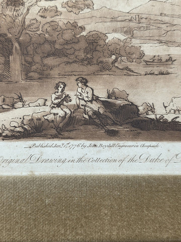 Rare Antique 18th C 1776 Engravings R. Earlom after Claude le Lorrain No. 123.
