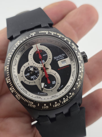 Swatch Right Track SVGB400 Automatic Chronograph Swiss Watch. Works. Read.