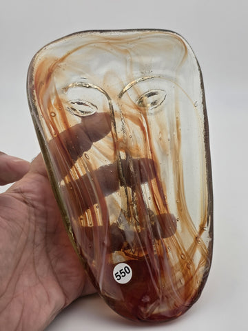 Rare Vintage Jaramillo Bros. Amber Skydreamer Hand Made glass mask.