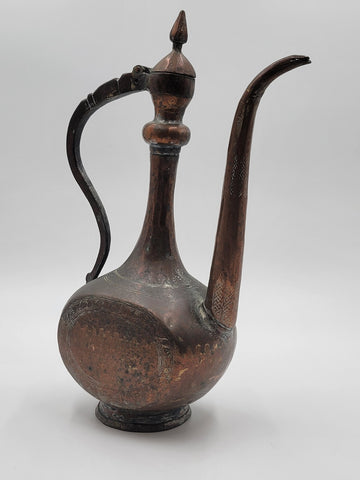 Antique 19th C Large Copper Ewer Islamic Pitcher Hand Forged. Middle Eastern.