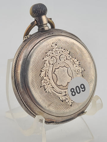 Antique French Silver Pocket Watch Cylindre 6 Rubis Running c1880. Missing Arms