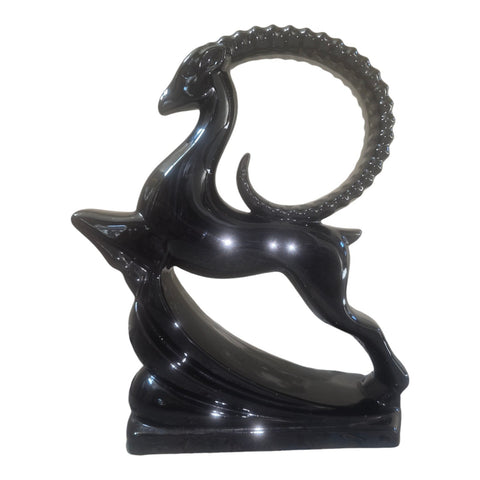 Vintahe Royal Haeger Pottery 6044 Exyra Large Black Ram Gazelle. VG Cond.