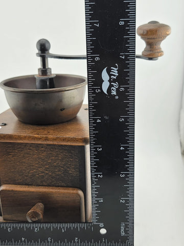 Rare DE Vintage European Manual Solid Wood Cast Iron Coffee Grinder With Drawer.