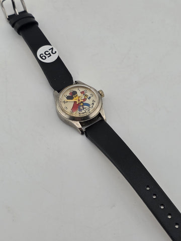 Antique 1950's Mickey Mouse Hong Kong Mechanical Watch Cartoon Dial. 28 mm Works
