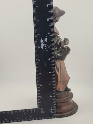 Antique French Bronze Peasant Girl Figurine c.1900 Art Nouveau 8” Statue