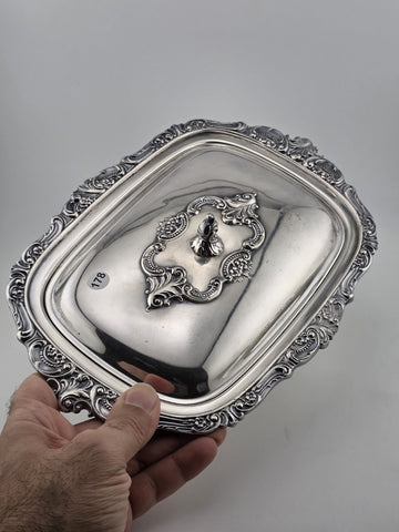 Antique Wallace Baroque Silverplate Covered Vegetable Dish Casserole Ornate Lid