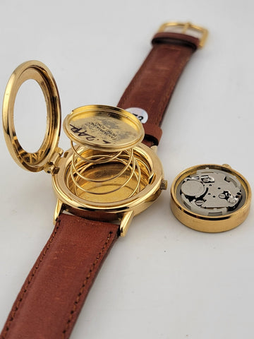 Disney Women Spring Pop Up Tigger Brown Leather Strap Quartz Watch 7 1/4"