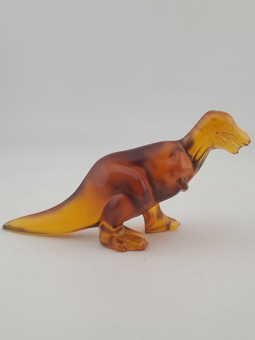 Rare Royales de Champagne Crystal Dinosaur T-Rex Figurine Amber Art Glass France