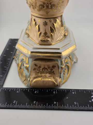 Rare Antique Mid 19th C French Vieux Paris Gilt Porcelain Urn Vase Court Scene