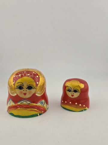 Vintage Collectible Hand Painted  Wooden Russian Matryoshka Nesting Dolls.