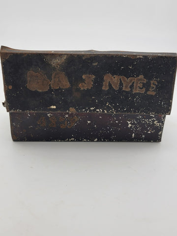 Antique Rare Find Rectangular Tin Box With Lid Date 1829 Belonging To Jhon Nye