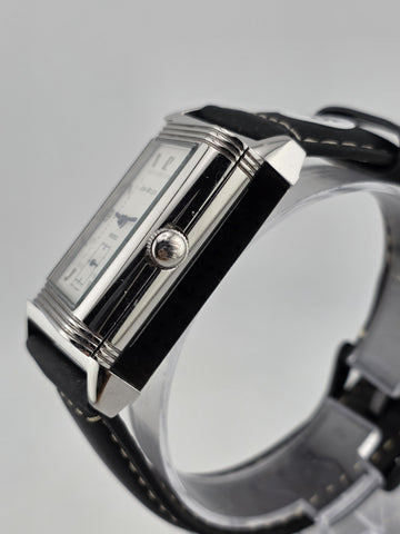 Vtg German Made Jean Muller Reverso Mechanical Dual Dial Flip Case Watch. Runs.