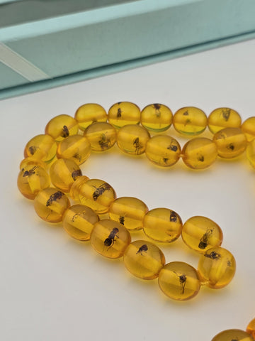 Vintage 33 Beaded Amber Islamic Prayer Beads Misbaha Tasbih Large Cognac.