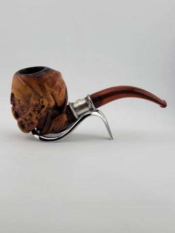 Antique Collectible Hand Carved Large Wood Block Pipe Oriental Turkish Sultan.