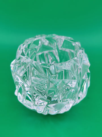 Tiffany & Co Candle Holder Rock Hand Cut Crystal Pattern Votive Tea Light 3"H