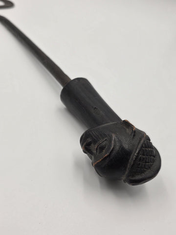 Rare OOAK Antique African Carved Wood Head & Iron Ceremonial Ritual Staff 20"