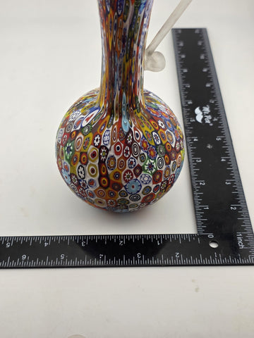 Vtg Fratelli Toso Murano Millefiori Art Glass Vase Pitcher Colorful Floral Italy