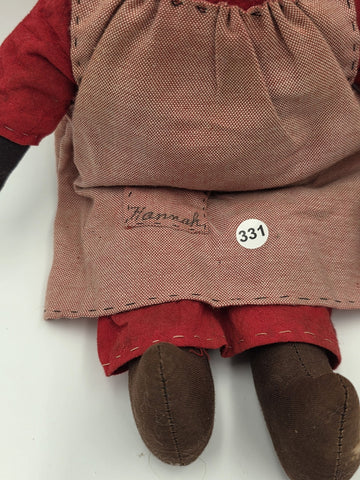 Antique Hannah & George Primitive Folk Art Rag Dolls Signed Handmade 13” Couple