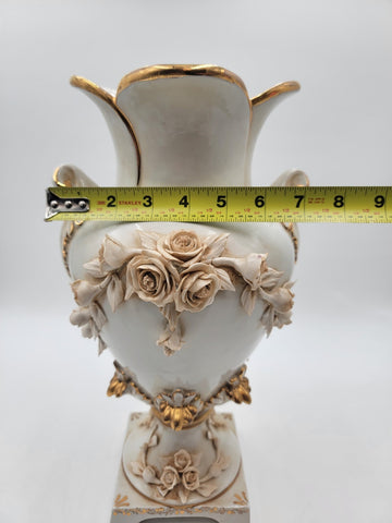 Antique OOAK Mid Century Ornate Hand Made Capodimonte Italy Large Vase No Chips