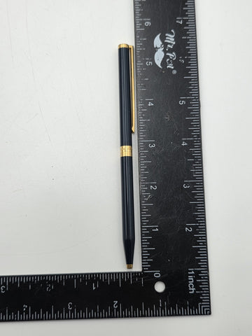 Vintage S.T. Dupont Montparnasse Slim Black Lacquer & Gold-Plated Ballpoint Pen.