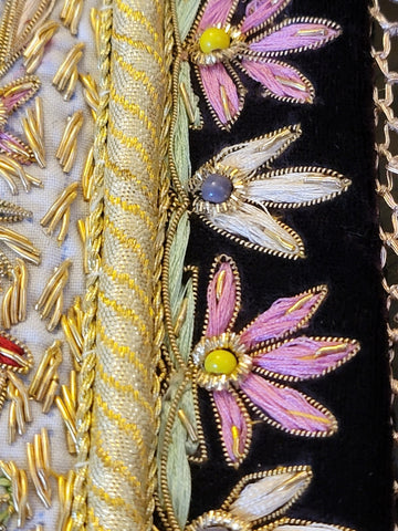 Vintage Oriental Golden 100% Silk Embroided Patchwork. Great Mother's Day Gift.