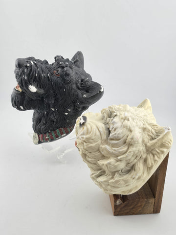 Set Of 2 Collectible Black &White scottie chalkware bossons dogs  England 1960s