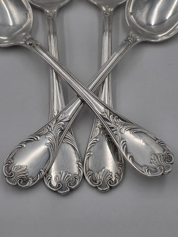Set 4 Christofle France Silverplate Louis XV Rococo Dinner Table Spoons Flatware