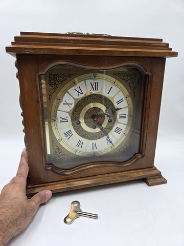 Vtg Franz Hermle 340-020 Mantel Clock W Germany 8-Day Westminster Chime Working.