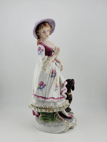 Rare Antique Collectible Porcelain Figurine "Shepherdess" W Dog, Germany.