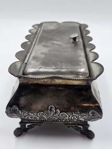 1890's Victorian Simpson Hall Miller Quadruple Plate Glove Box Velvet Lined Box