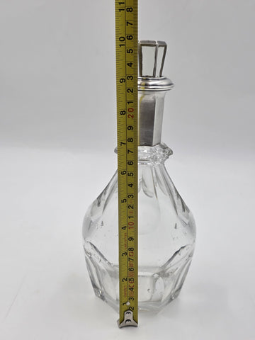 Rare Antique French Baccarat Crystal & Sterling Silver HARCOURT Whiskey Decanter