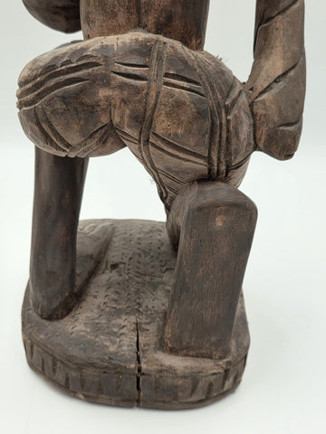 Rare Antique XL 26 In Yoruba African Wood Pregnant Lady Tribal Sculpture Nigeria
