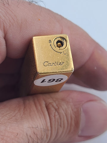Rare Vintage Cube Cartier Lighter - 18k Yellow Gold Plated Cigarette Lighter