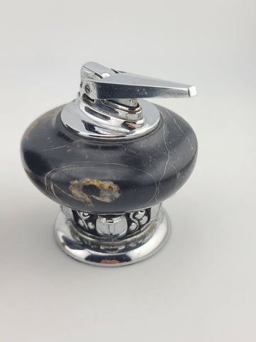 Pair Ronson Mid Century Marble Table Lighter England USA Atomic Barware Untested