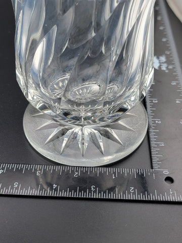 Antique Tall 8 inch 19th C. Cut crystal vase with 835 European silver collar rim