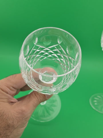 Set Of 4 Vintage Waterford Crystal Lismore Hock Wine Glasses Ireland 7 3/8"