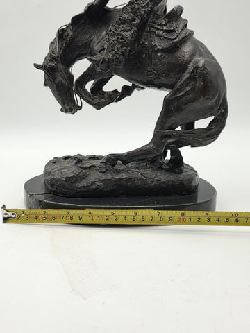 Frederic Remington The Rattlesnake Bronze Sculpture Cowboy Horse Western 12"