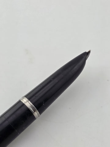 Vtg 1940 Parker 51 Fountain Pen Black Barrel Sterling Silver Cap Gold Arrow Clip